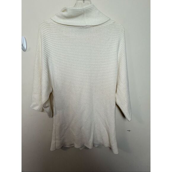 Talbots Ivory Cowl Neck Ribbed Knit Sweater Poncho Sleeve Size L - Picture 4 of 4